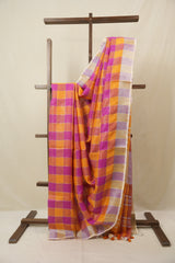 Multicolor Linen Saree With Tassels - SRMLS485