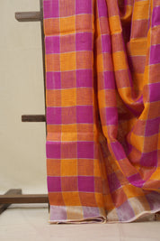 Multicolor Linen Saree With Tassels - SRMLS485
