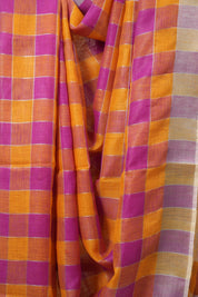 Multicolor Linen Saree With Tassels - SRMLS485