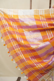 Multicolor Linen Saree With Tassels - SRMLS485