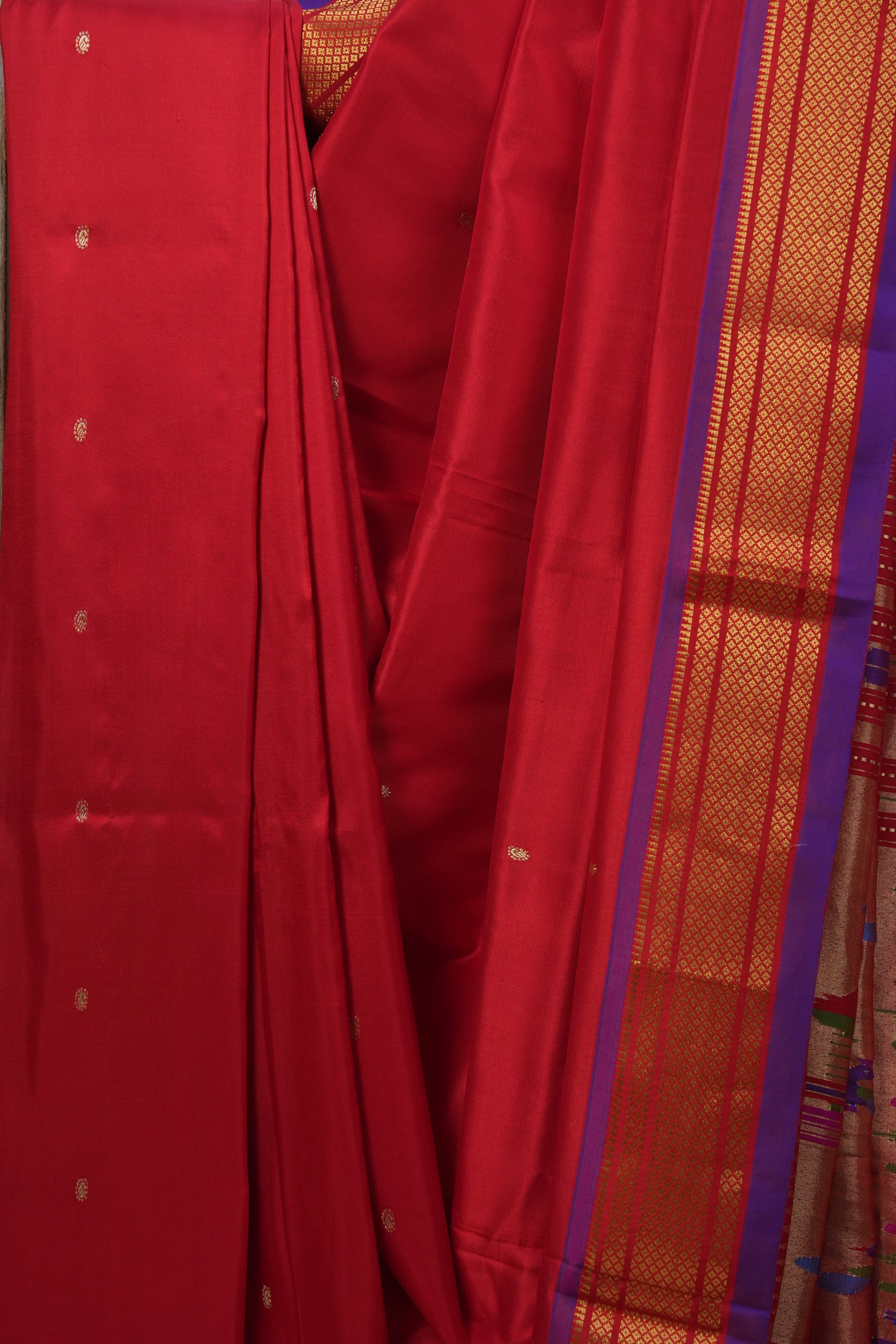 Red Silk Paithani Saree -  SRRSPS294