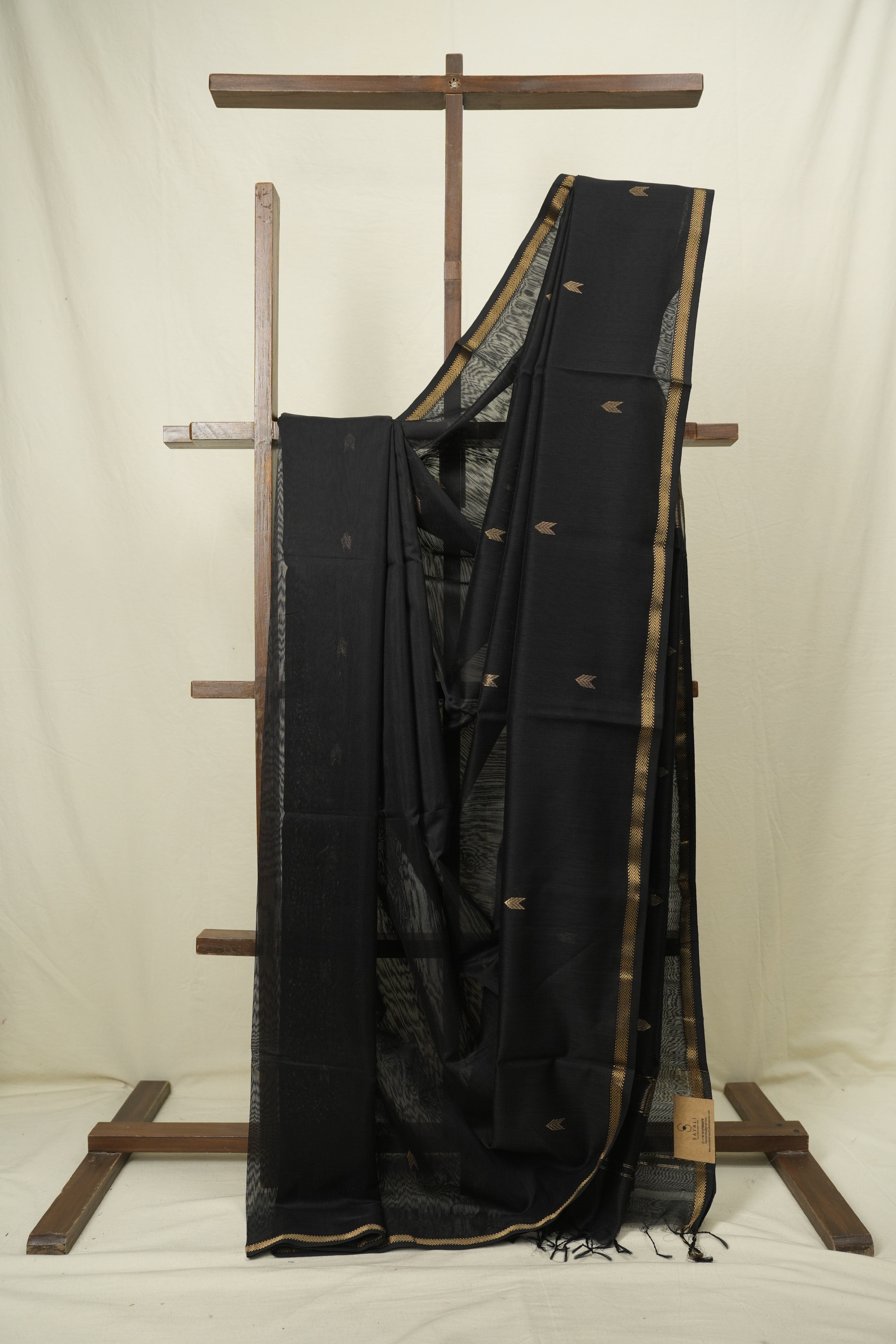 Black Maheshwari Saree - SRBMS1200