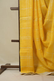 Yellow Linen Saree With Tassels - SRYLS484