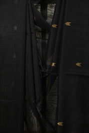 Black Maheshwari Saree - SRBMS1200