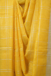 Yellow Linen Saree With Tassels - SRYLS484