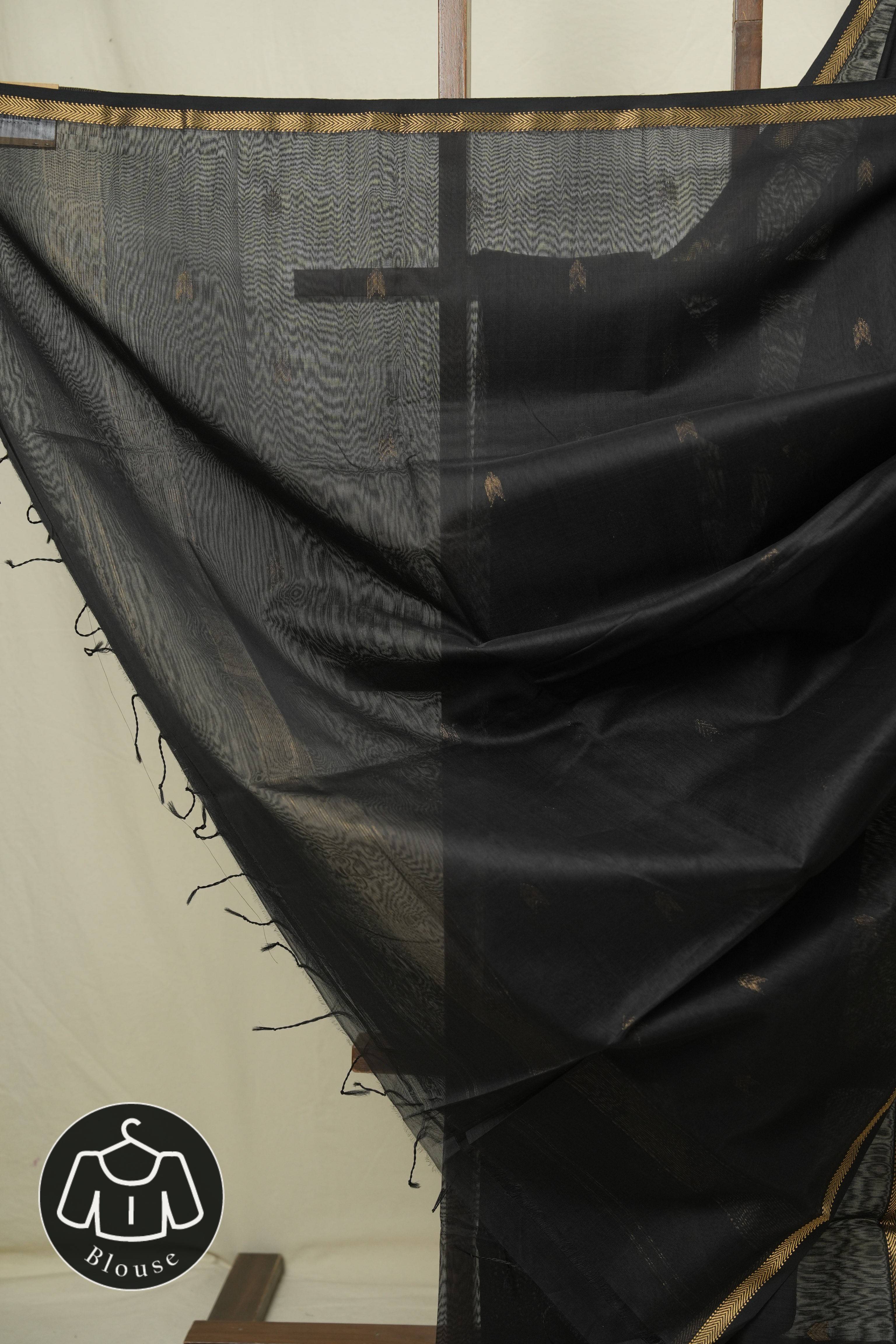 Black Maheshwari Saree - SRBMS1200