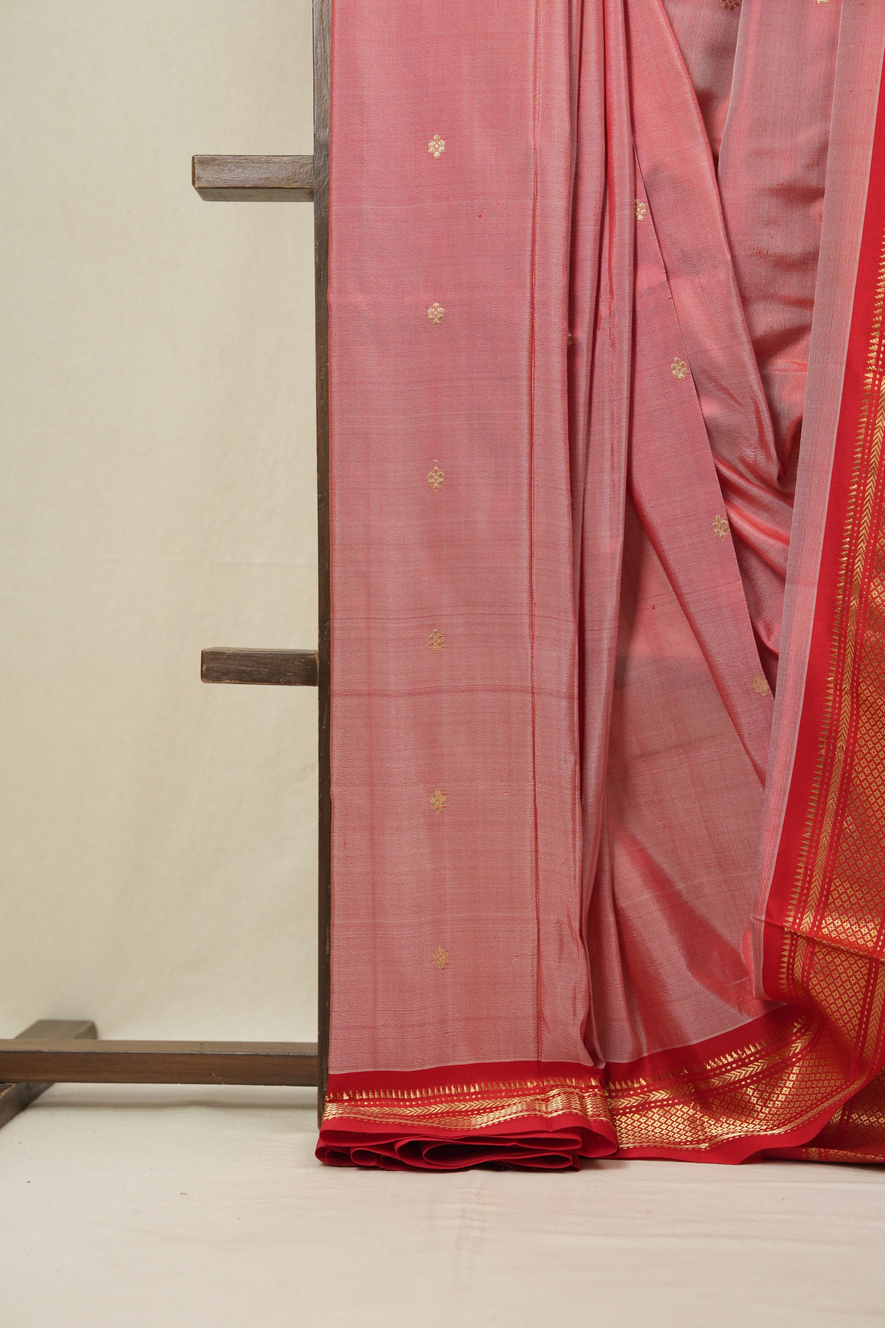 Pastel Red Silk Paithani Saree-SRPRSPS554