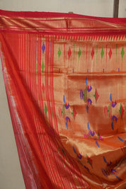 Pastel Red Silk Paithani Saree-SRPRSPS554