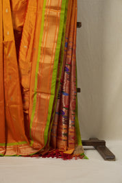 Mustard Yellow Silk Paithani Saree - SRMYSPS438