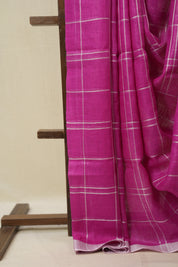 Pink Linen Saree With Tassels - SRPLS487