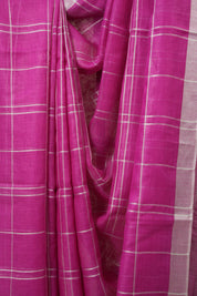 Pink Linen Saree With Tassels - SRPLS487