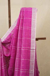 Pink Linen Saree With Tassels - SRPLS487