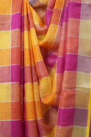 Multicolor Linen Saree With Tassels - SRMLS488