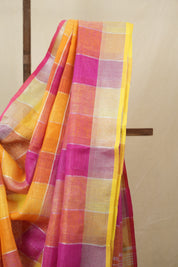 Multicolor Linen Saree With Tassels - SRMLS488