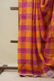 Multicolor Linen Saree With Tassels - SRMLS490