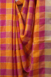Multicolor Linen Saree With Tassels - SRMLS490