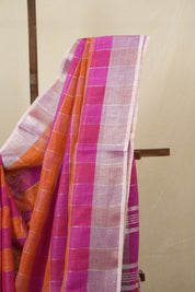 Multicolor Linen Saree With Tassels - SRMLS489