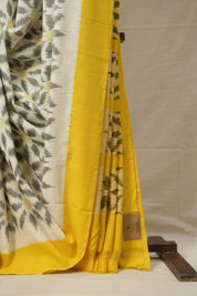 White Grey Pochampalli Cotton Ikat Saree - SRWGPCIS579