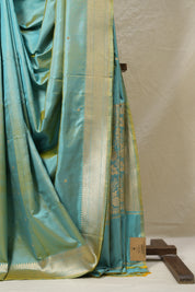 Two Tone Aqua Banarasi Silk Saree - SRTTABSS871