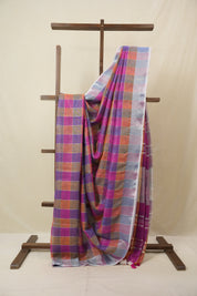 Multicolor Linen Saree With Tassels - SRMLS483