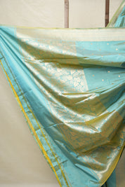 Two Tone Aqua Banarasi Silk Saree - SRTTABSS871