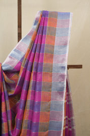 Multicolor Linen Saree With Tassels - SRMLS483