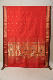 Red Silk Paithani Saree - SRRSPS718