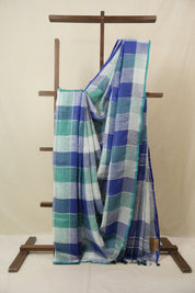 Multicolor Linen Saree With Tassels - SRMLS495