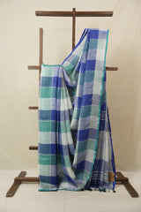 Multicolor Linen Saree With Tassels - SRMLS495