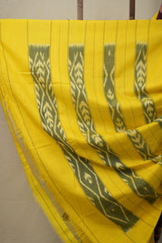 Maroon Yellow Pochampalli Cotton Ikat Saree - SRMYPCIS578