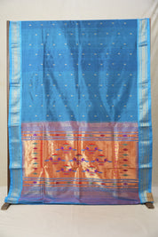 Peacock Blue Silk Paithani Saree - SRPBSPS744