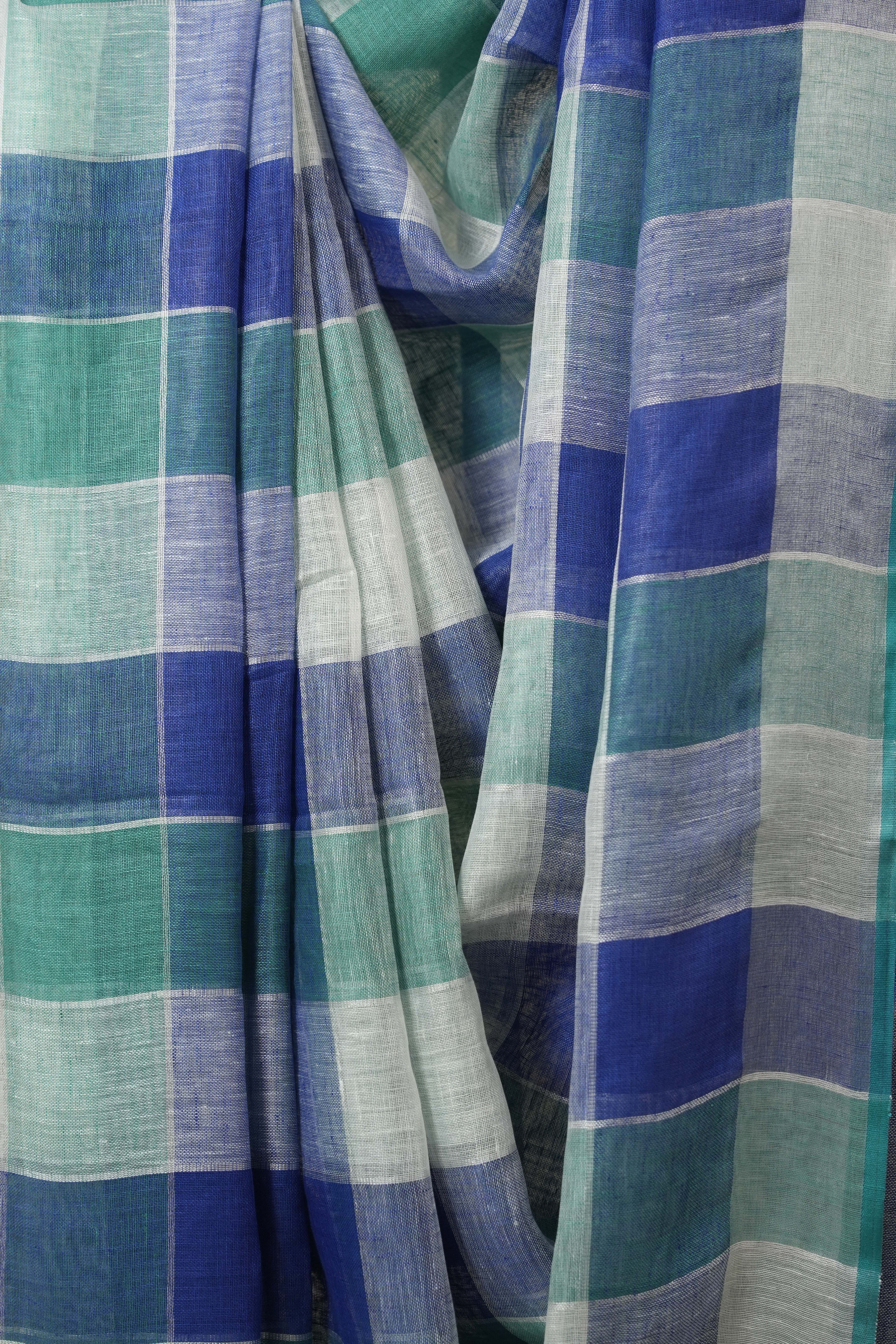 Multicolor Linen Saree With Tassels - SRMLS495