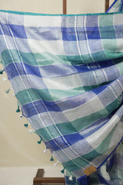 Multicolor Linen Saree With Tassels - SRMLS495