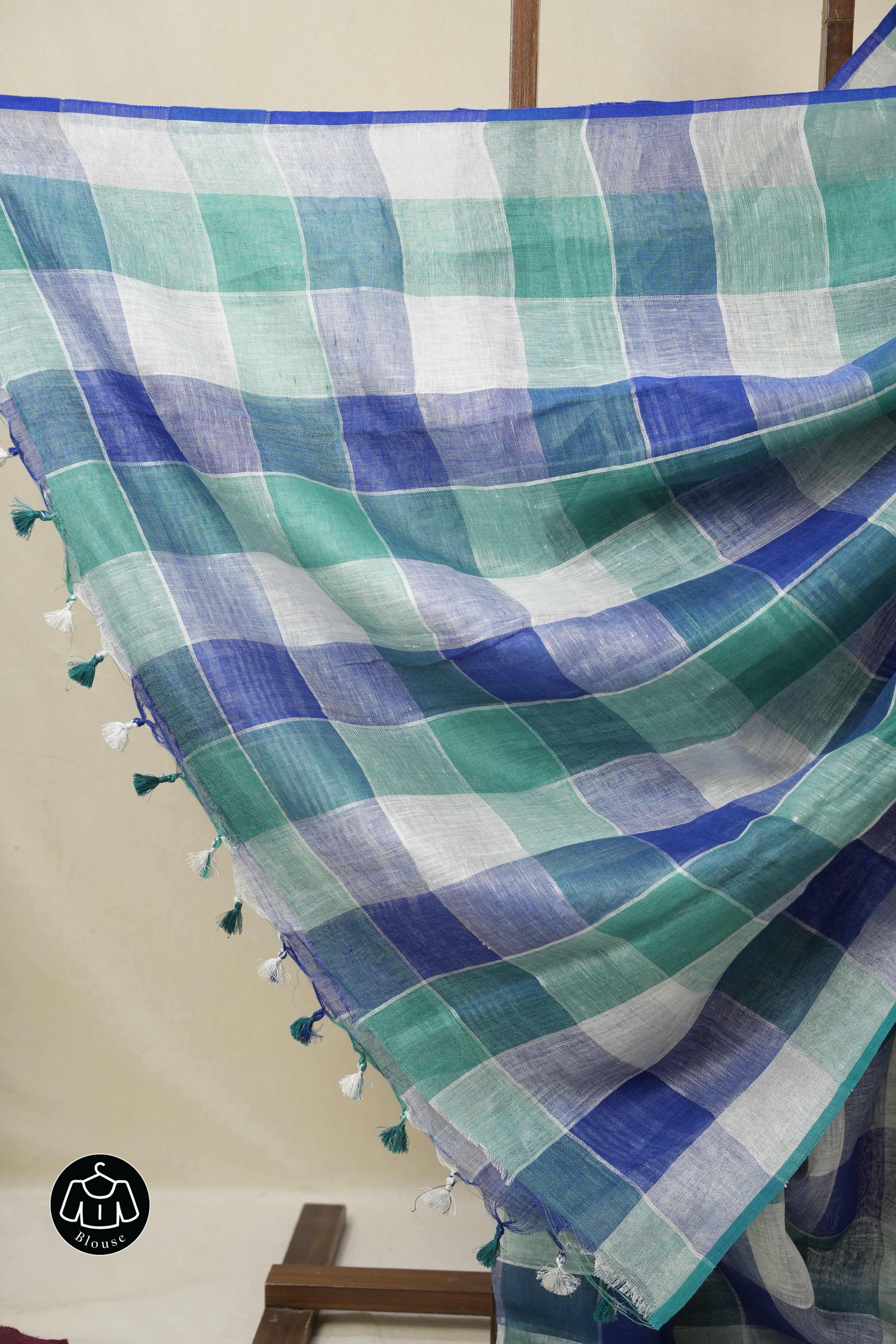 Multicolor Linen Saree With Tassels - SRMLS495