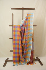 Multicolor Linen Saree With Tassels - SRMLS494