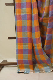 Multicolor Linen Saree With Tassels - SRMLS494