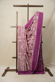 Pink Purple Pochampalli Cotton Ikat Saree - SRPPPCIS576