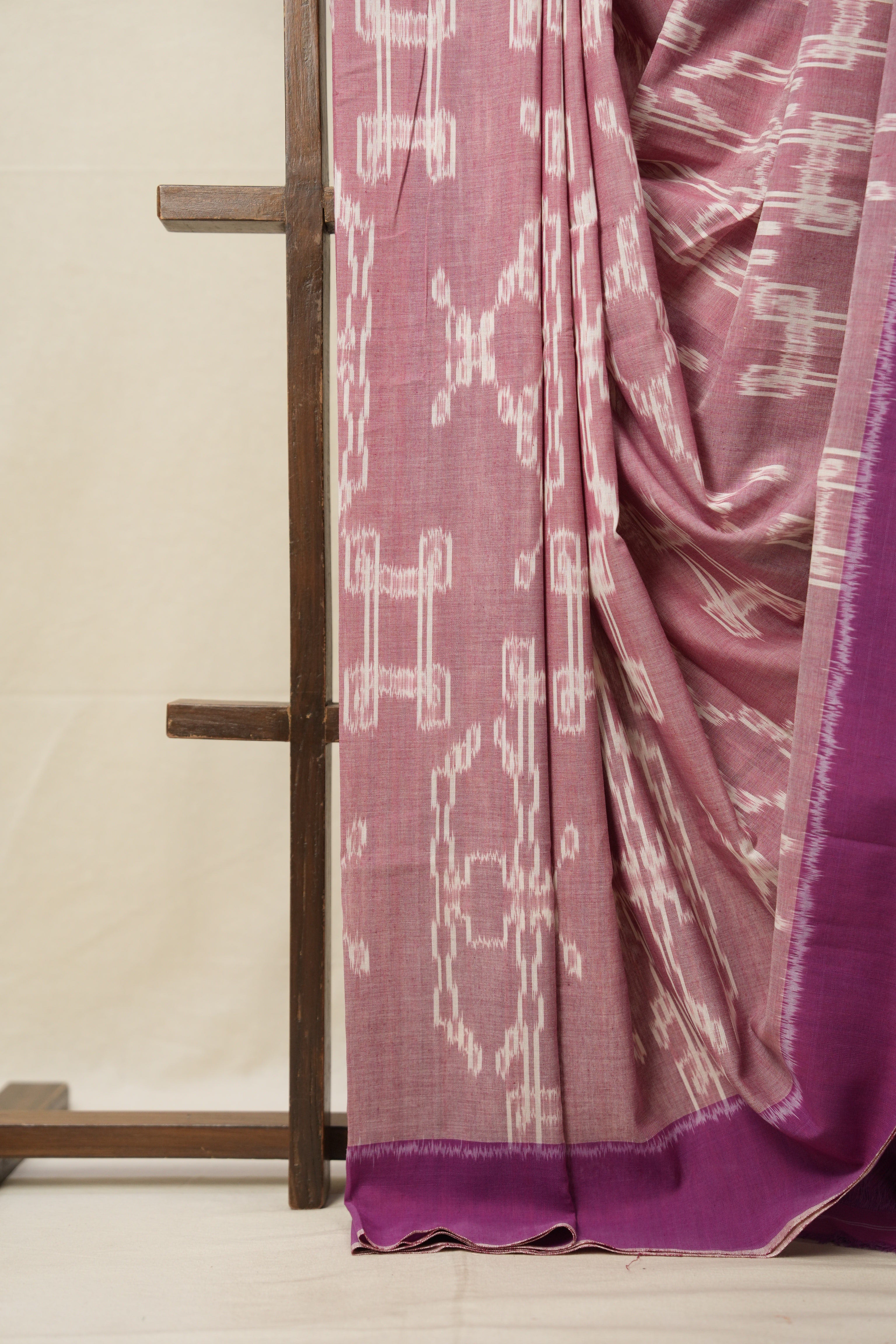 Pink Purple Pochampalli Cotton Ikat Saree - SRPPPCIS576