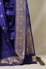 Navy Blue Banarasi Silk Saree - SRNBBSS878