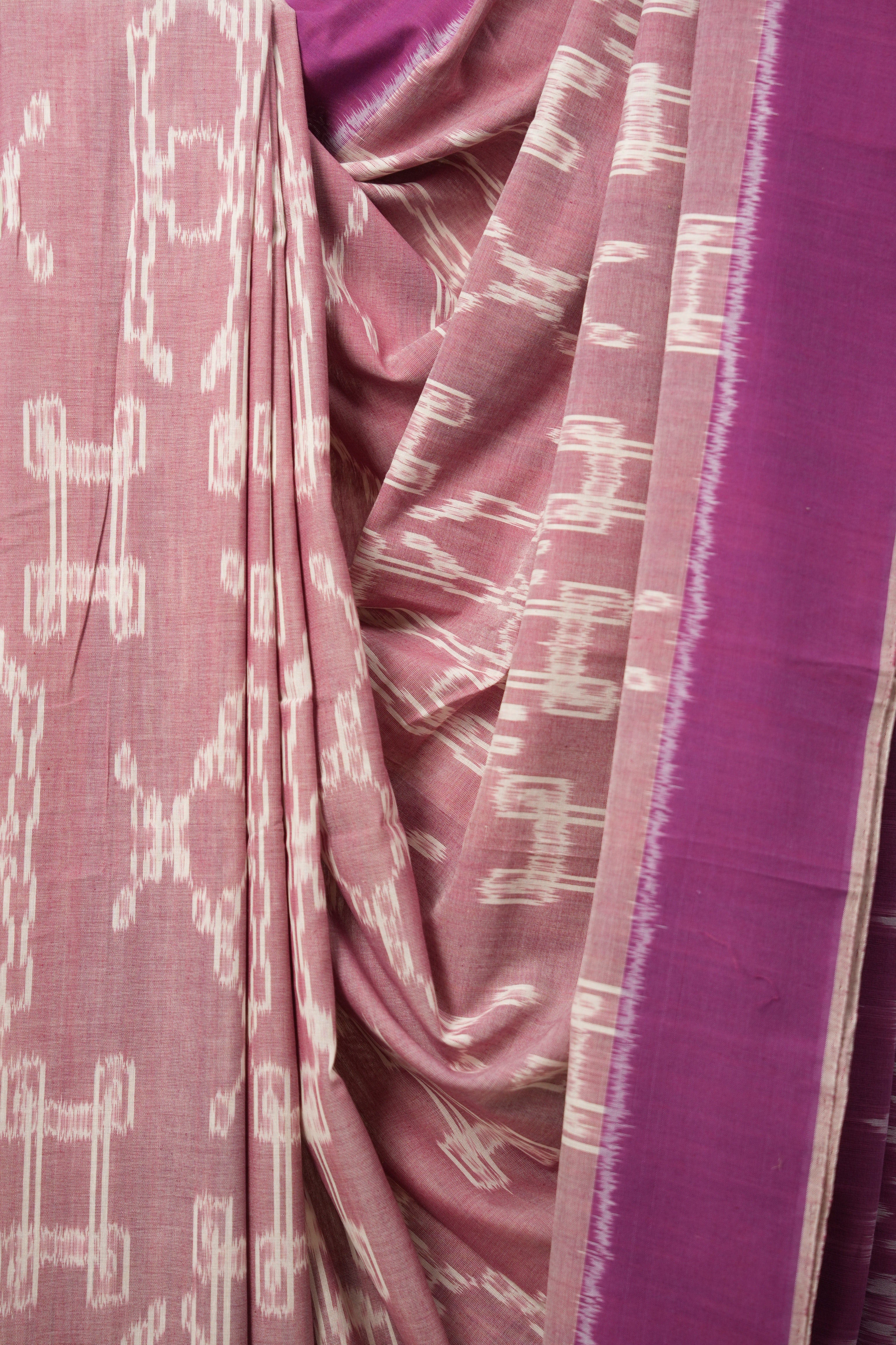 Pink Purple Pochampalli Cotton Ikat Saree - SRPPPCIS576