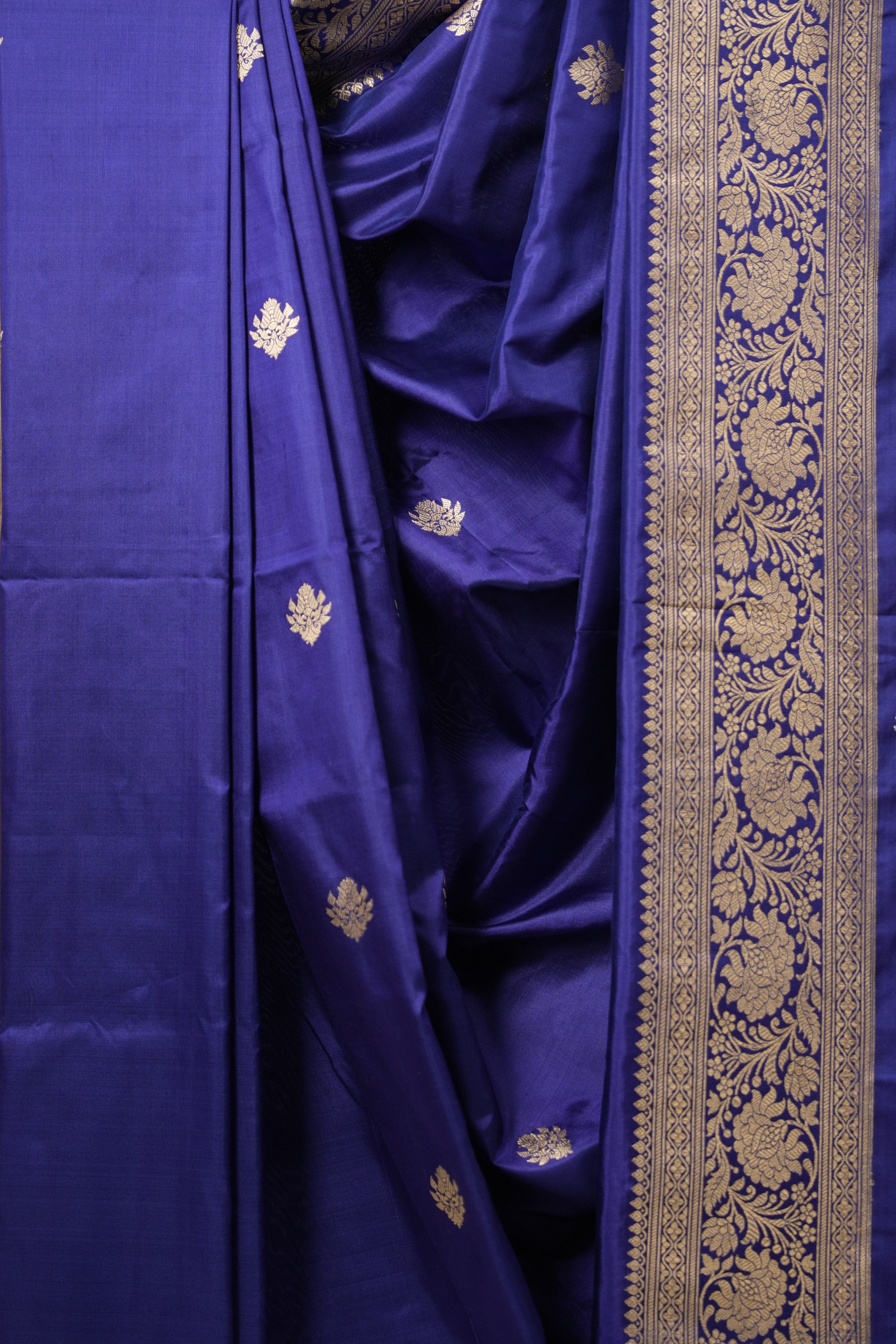 Navy Blue Banarasi Silk Saree - SRNBBSS878
