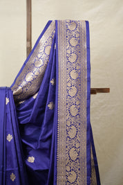 Navy Blue Banarasi Silk Saree - SRNBBSS878