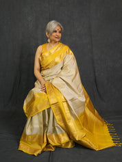 Ivory Soft Silk Saree - SRISSS431