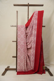 Pink White Pochampalli Cotton Ikat Saree - SRPWPCIS575