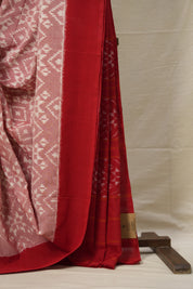 Pink White Pochampalli Cotton Ikat Saree - SRPWPCIS575