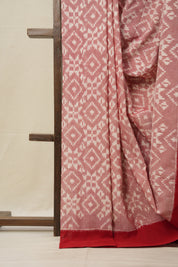 Pink White Pochampalli Cotton Ikat Saree - SRPWPCIS575