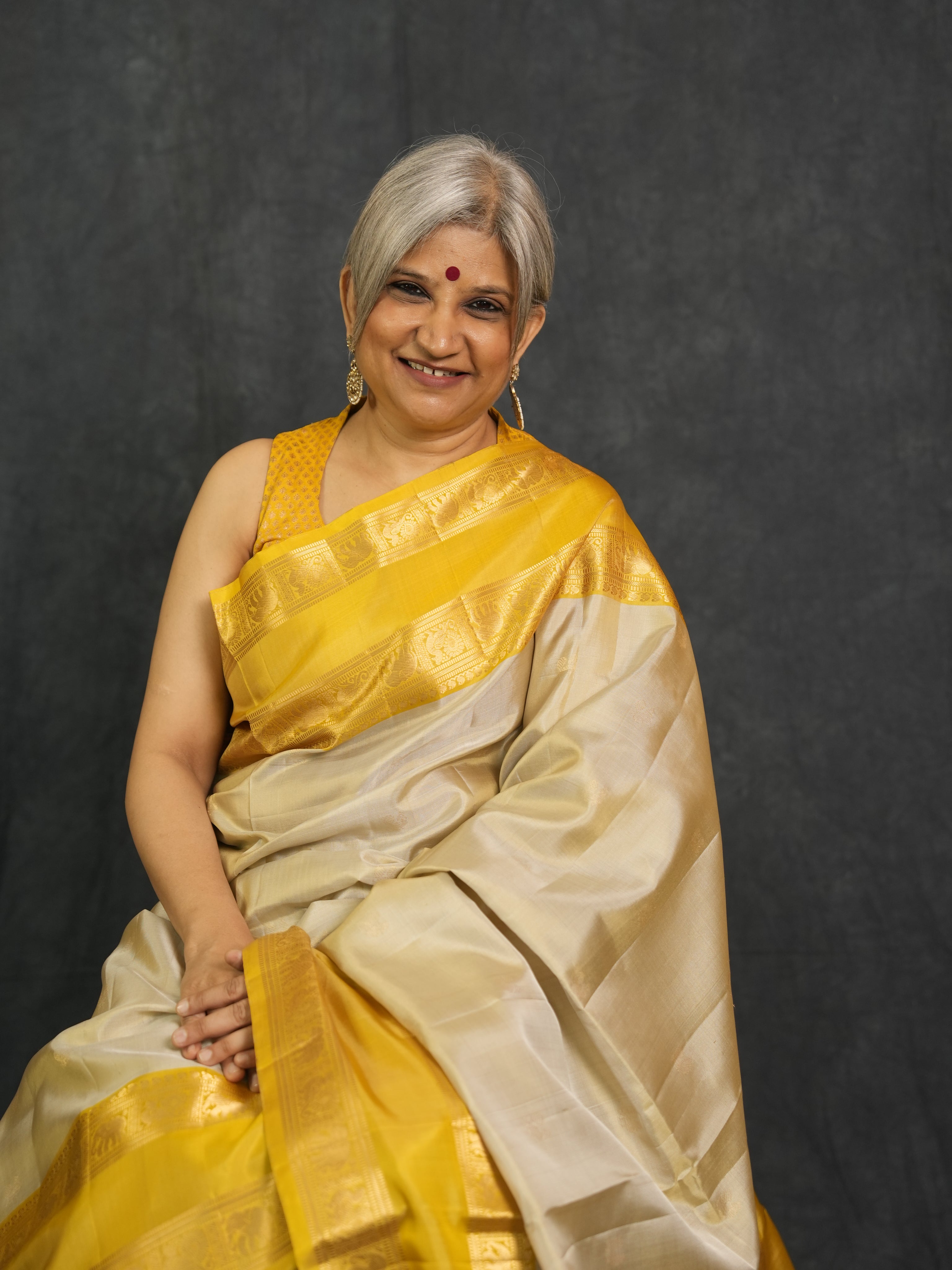 Ivory Soft Silk Saree - SRISSS431