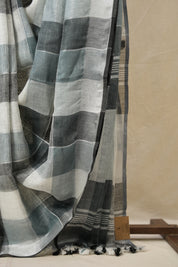 Multicolor Linen Saree With Tassels - SRMLS492