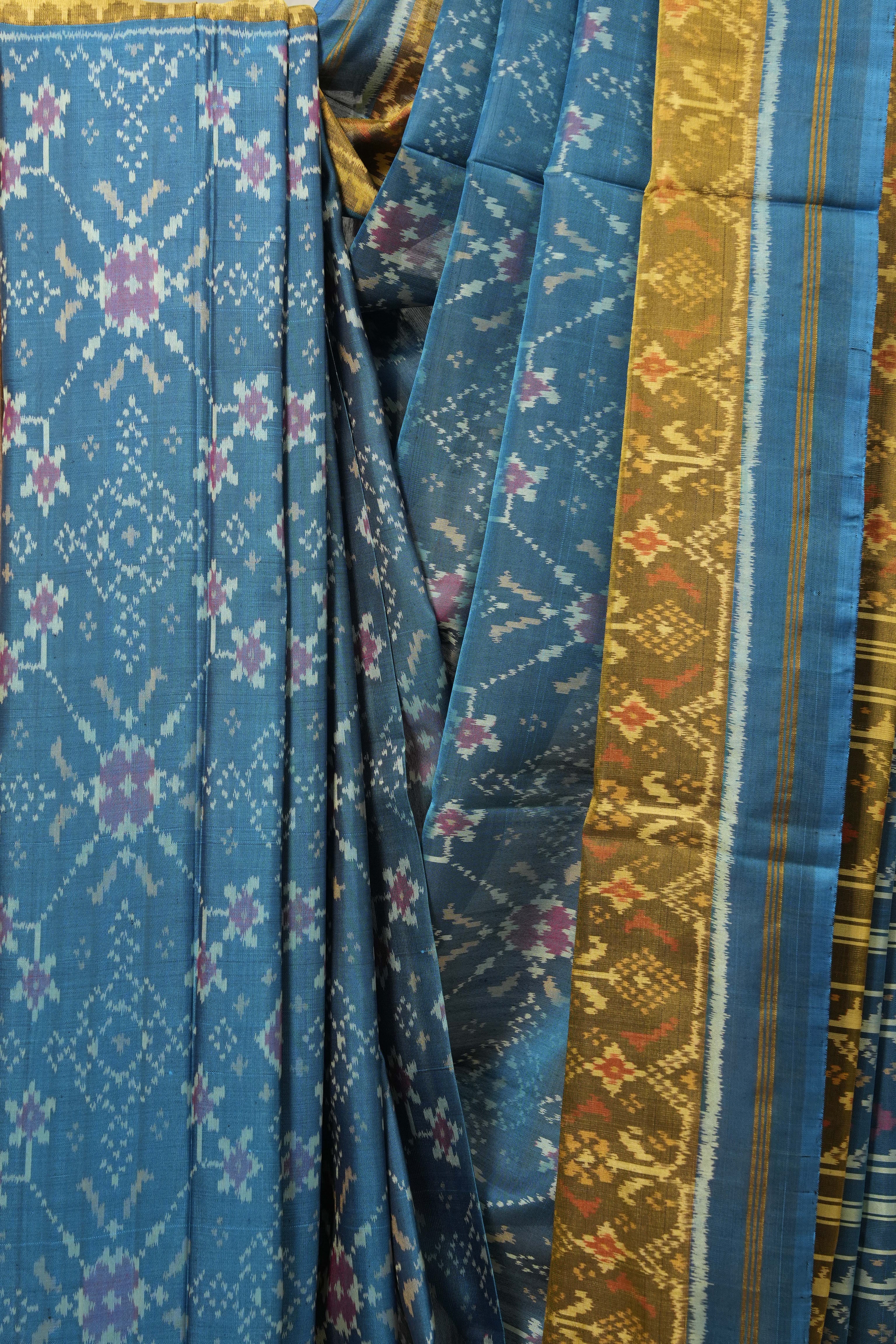 Peacock Blue Rajkot Patola Silk Saree - SRPBRPSS357