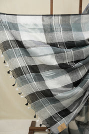 Multicolor Linen Saree With Tassels - SRMLS492